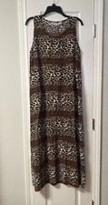 Women s Pretty Pink Brown Animal Print Sleeveless Maxi Dress Size L