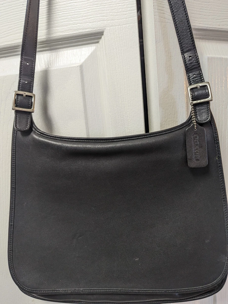 Vintage Coach Black Leather Slim Hippie Flap Costa Rica 9134 Crossbody Bag Purse