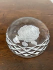 Vintage Waterford Crystal Etched Rose Dome Paperweight 3.5”