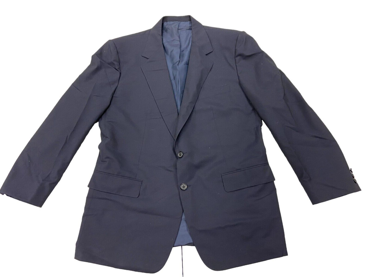 Belvest Neiman Marcus Blazer Jacket Suit Men Blue Pure Wool Single