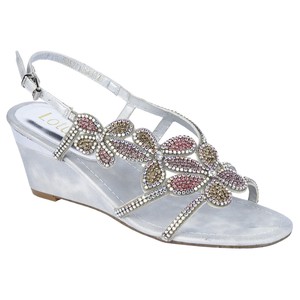 lotus silver wedge sandals