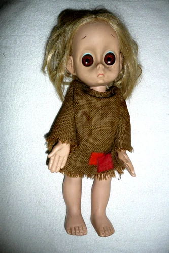Vintage Sad Big Eye LITTLE MISS NO NAME DOLL 1965 Hasbro W/ Dress- No Tear