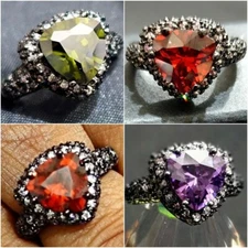 CZ Crystal Zirconia Geometric Sparkling Trilliant Cut Cocktail Heirloom Ring