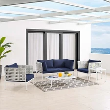 Modway 5-Piece  Sunbrella® Basket Weave Aluminum Seating Set