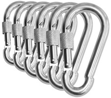 Heavy Duty Stainless Steel Thumb Screw Locking Carabiner 5cm-6-Pack-Silver