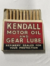 Vintage 1940’s Kendall Motor Oil Pull Quick Matchbook Can On Back