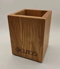 CUTCO Honey Oak Wooden Utensil Holder Block Square Kitchen