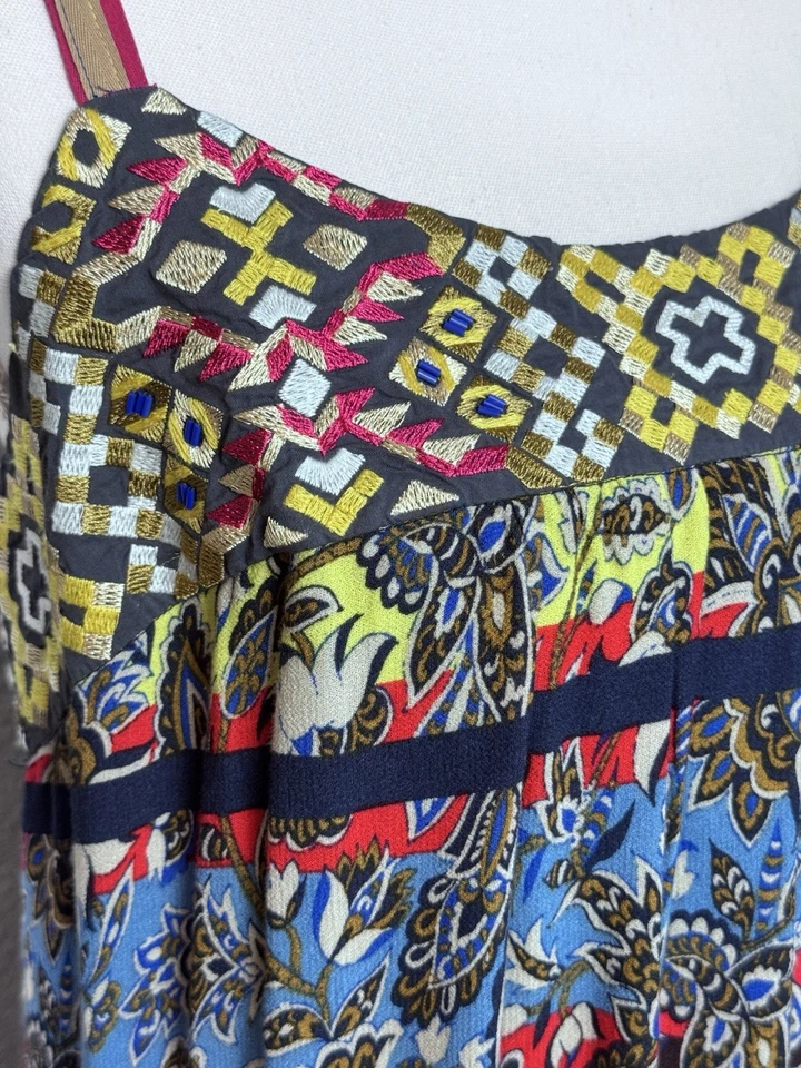 Vestido One September Anthropologie Cosima Talla M Bordado Midi Forrado Boho Foto 4 de 4