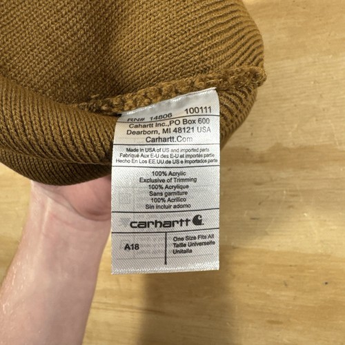 Carhartt Knit Cuffed Acrylic Beanie Brown OSFA A18 New - Picture 10 of 10