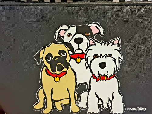 Marc Tetro Mops, Westie, Bulldogge Kosmetiktasche, Kofferanhänger, Reisepass, Anhänger Set - Bild 3 von 5