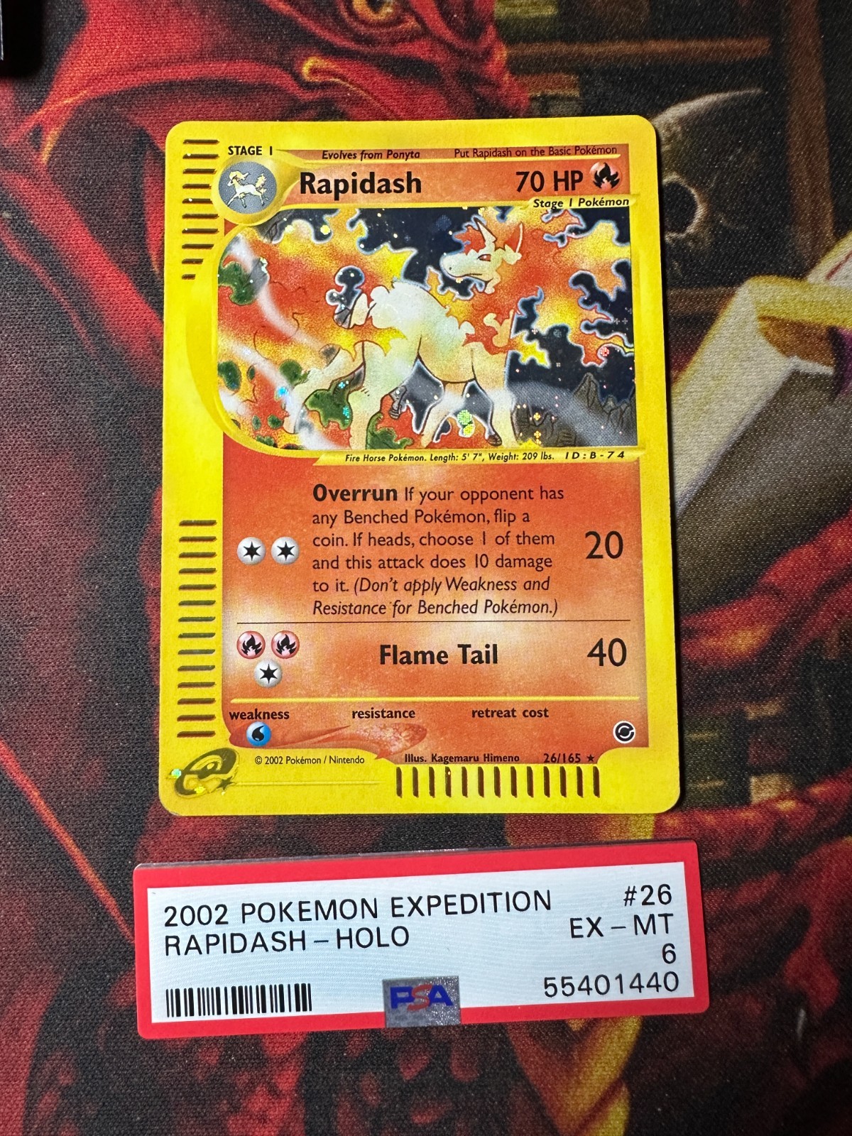 2002 POKEMON EXPEDITION #26 RAPIDASH-HOLO PSA 6 LP
