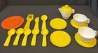 Vintage Fisher Price Toys Tea Set Pieces, Silverware & Plate (incomplete) 1982