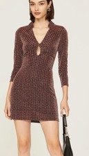 ASTR the Lebel Women's Nia Brown Metallic Knit Mini Dress Size S
