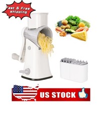 White 5-in-1 Rotary Cheese Grater with Handle, 5 Blades,  Great Kitchen Shredder