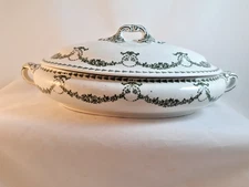 Vintage Brenda Covered Green Casserole By Booths England Early 1900s