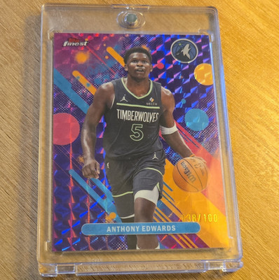 Topps 2025-26 Finest Anthony Edwards #63 Timberwolves Purple Geometric /100