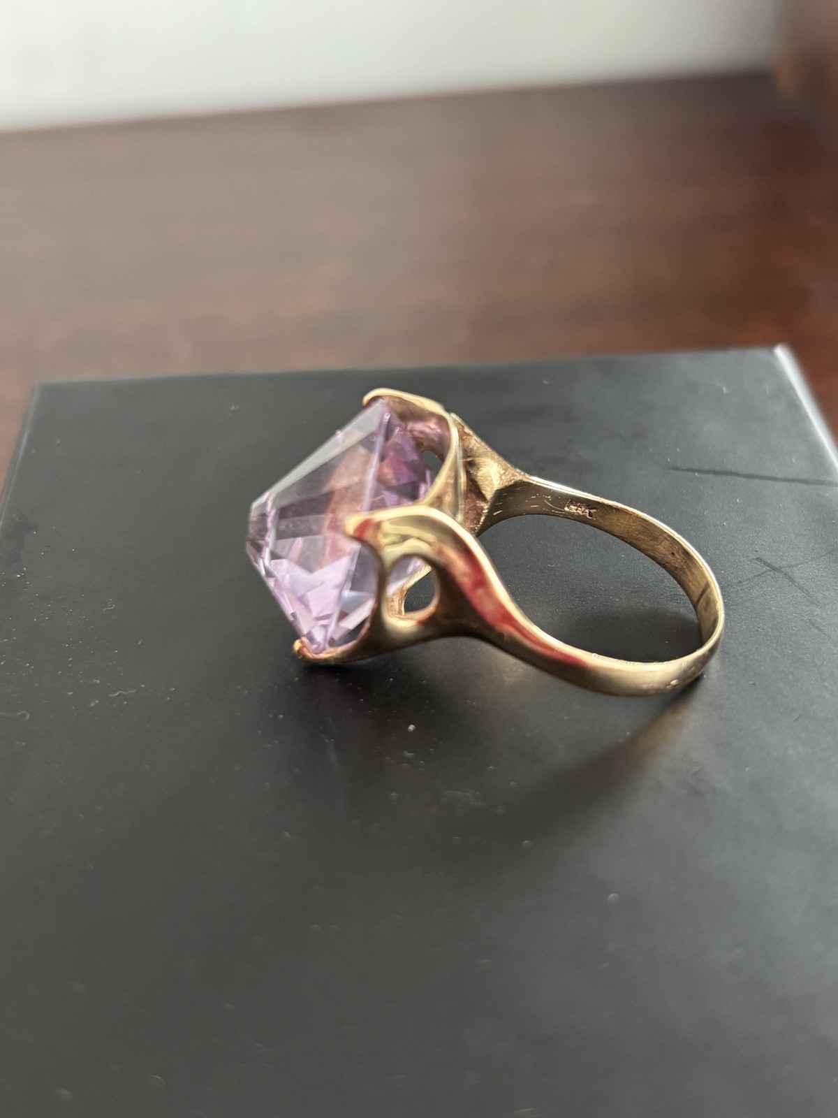 Fantasy-cut Amethyst 14K Solid Gold Cocktail Ring… - image 5