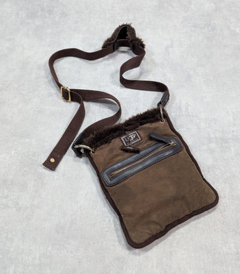 UGG Tasche Damen Lammfell Leder Wildlederbesatz braun klein Messenger Retro 90er