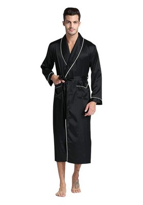 Regency New York Mens Silky Satin Robe XX-Large, Black | eBay