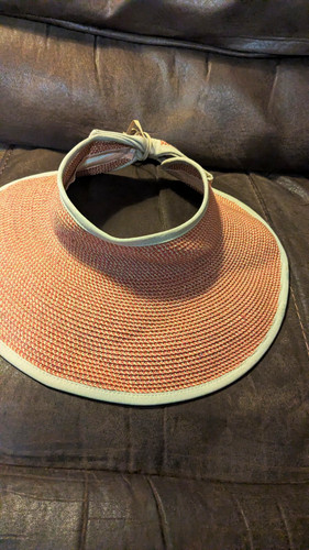 Sunday Afternoons UPF 50+ Wide Brim Visor Hat Tan/Beige Bow One Size