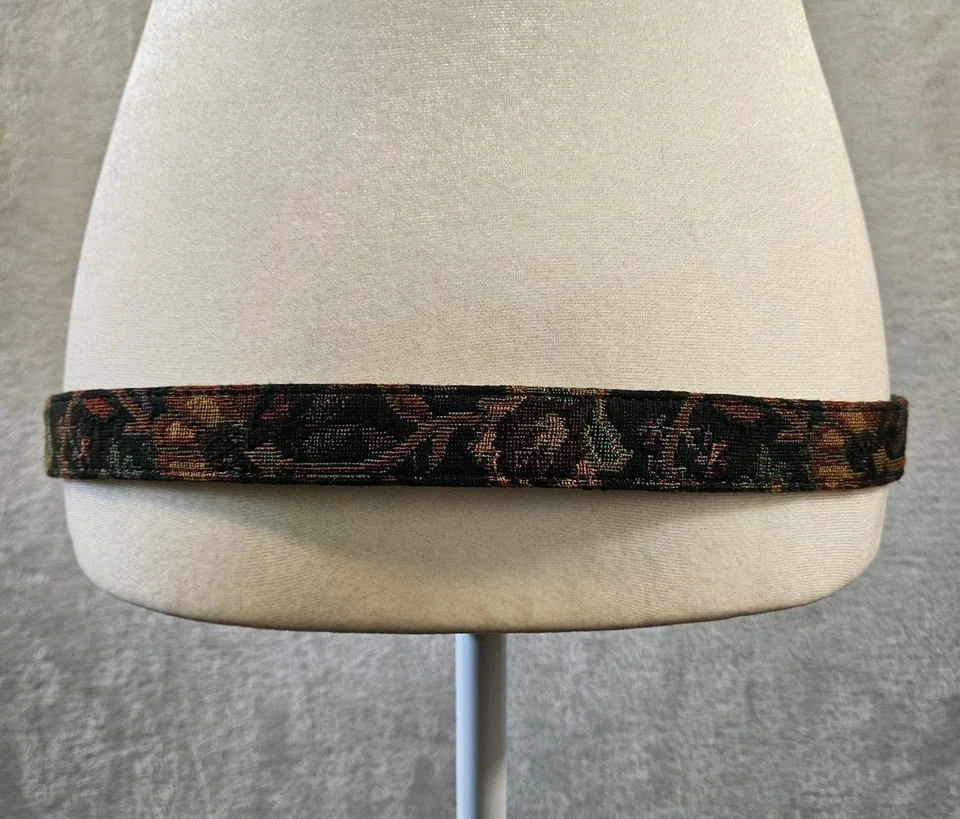 复古 Liz Claiborne 皮带女式大号皮革挂毯深花卉可调节 — 第 3/4 张图片