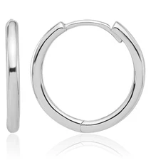 14K Solid White Gold Round Small Hoop Earrings