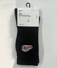 Nike Everyday Plus Cushioned Pure Black Crew Socks L Red Logo Dunk Low