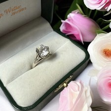 Sterling Silver CZ Cathedral Art Deco Solitaire Engagement Ring, Size 6.5