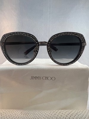 Authentic Jimmy Choo Mori Smoke Silver 9RQ 52-21-140 W Sunglasses Original Case!