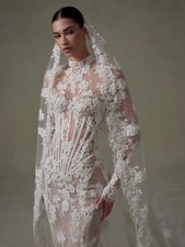 Luxury Lace Mermaid Wedding Dress Backless Unique Corset Bridal Gown Long Train