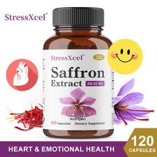 Saffron Supplement 88.5mg Supports Mood Energy Eye Focus 120 Vegan Capsules