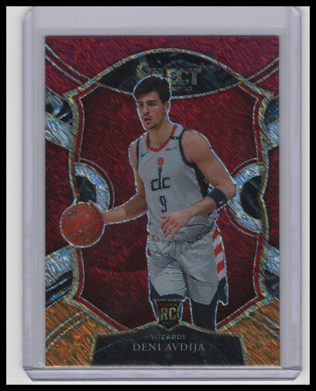 2020-21 Panini Select #69 Deni Avdija Red White Orange Shimmer