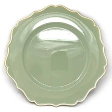 13-Inch 6-Pack Heavy Quality Round Charger Plates-Floral Sage-HD80346