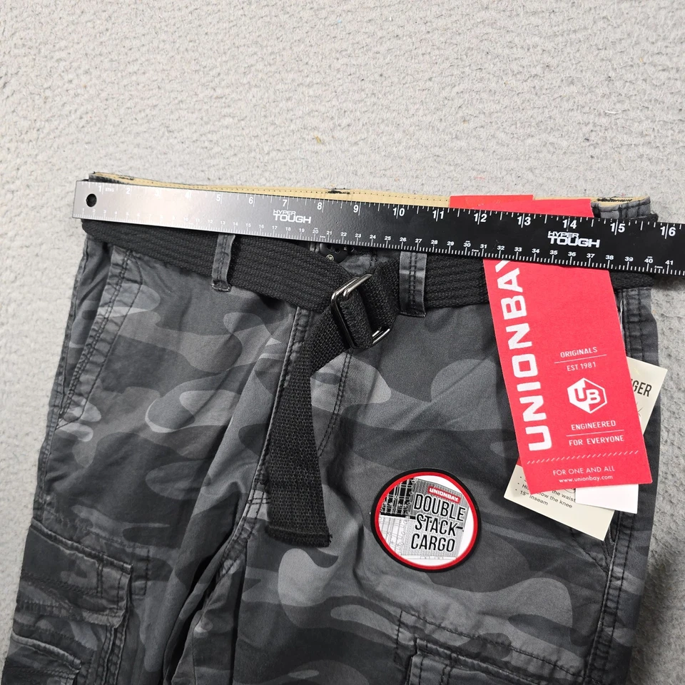 Unionbay Camo Cargo Shorts Mens 30 Gray Hiking Outdoors Belt Messenger Work NWT - Image 4 of 4