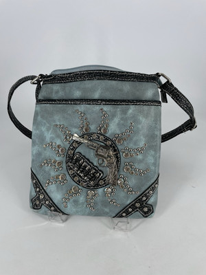 #ad #ad YeSir rhinestones Blue gun Medium Shoulder Bag Purse Country Western $10.99