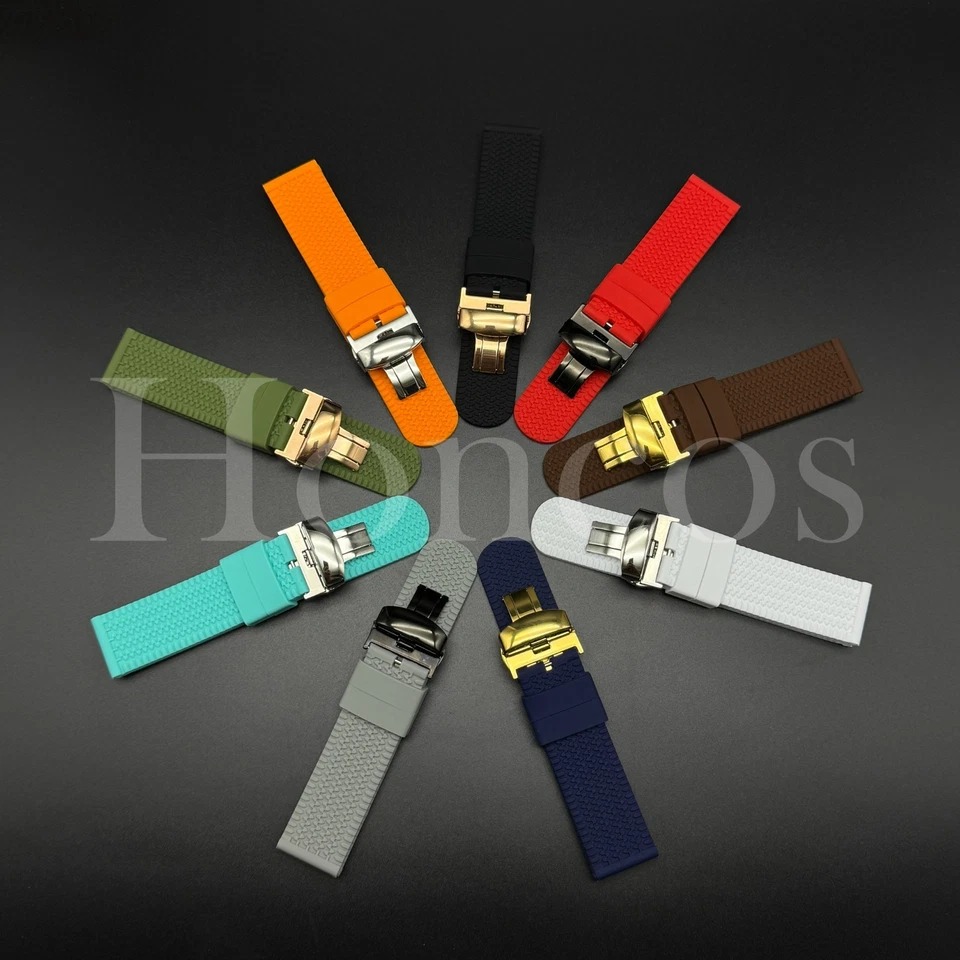 18 20 22 24 MM Color Tire Silicone Rubber Watch Band Strap Clasp quick release - Photo 1/1