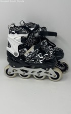 Kuxuan Kids Black White Ratchet Buckle Inline Roller Skates Size 3C-3Y