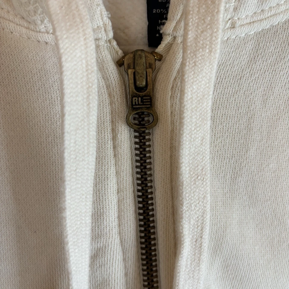 Ralph Lauren Polo Jeans Co Sudadera con Capucha Para Hombre Grande Marfil Cremallera Completa Logo Bordado Foto 4 de 4