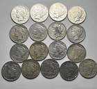 Lot of 17 Peace Silver Dollar Coins Dated 1934. 5 P, 6 D, 6 S Mint Marks!
