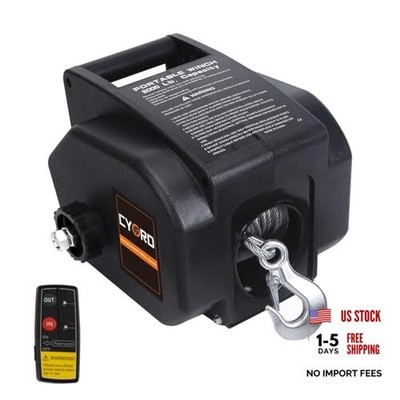 Portable Trailer Winch, Reversible Electric Winch 12V DC, Power-in, Power-out 