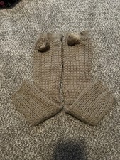 Women's One Size Beige Knit Warm Leg Warmers Boot Cuffs