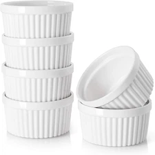 DOWAN Ramekins 4 Oz Oven Safe for Creme Brulee Souffle, Porcelain Custard Cups R