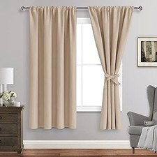 Blackout Curtains for Bedroom  Thermal 42"W x 63"L Pack of 2 Beige