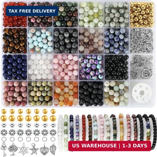 Zefy 996 Pcs 6mm Natural Stone Beads, Round Crystals Bead Genuine Real Stones, G - product listing photo