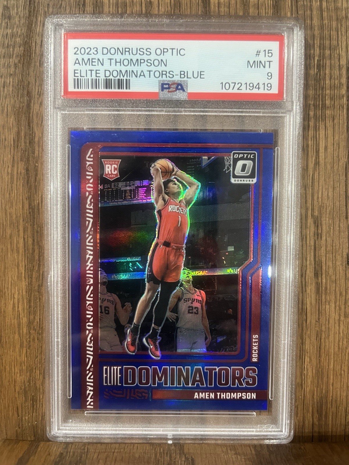 2023 Donruss Optic Amen Thompson Elite Dominators Blue 49/49 PSA 9 Bookend RC