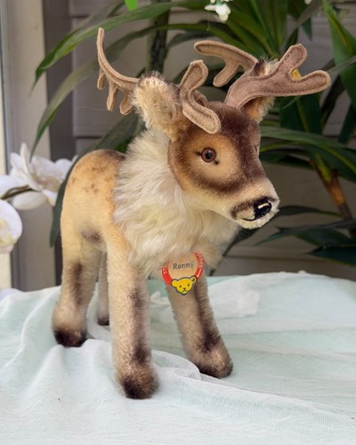 Vintage Steiff Renny Reindeer 10” Mohair Complete IDs 1959-1967 Germany