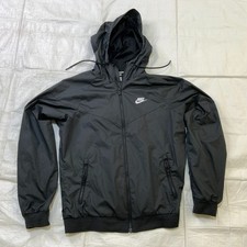 NIKE Sportswear Full Zip Windbreaker Jacket Hoodie Black Mens Size M AT5270-010