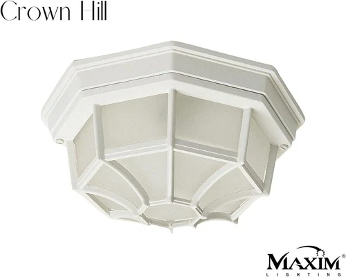 1020WT Crown Hill LED Light Bulb Compatible Aluminum Frosted Glass Outdoor Flush - Picture 2 of 12