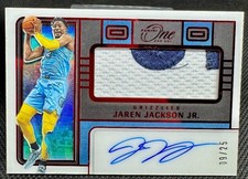 2022-23 Panini One and One Jaren Jackson Jr Red On-Card Auto 2 Color Patch /25