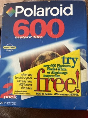 Vintage New Polaroid 600 Plus 2 Pack Instant Color Film 20 Photos Exp. 02/99 NOS